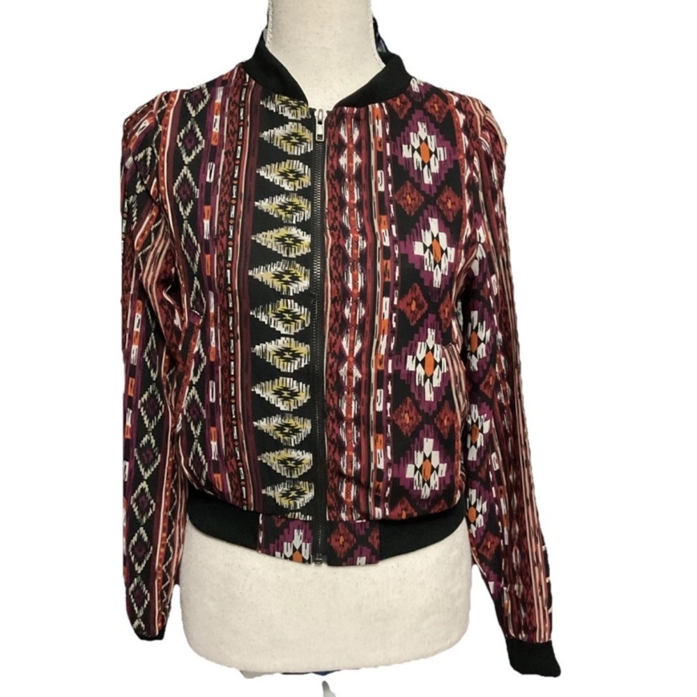 Iris Los Angeles AztecGeometric Patterned Shirt Jacket Long Sleeve Sz Small